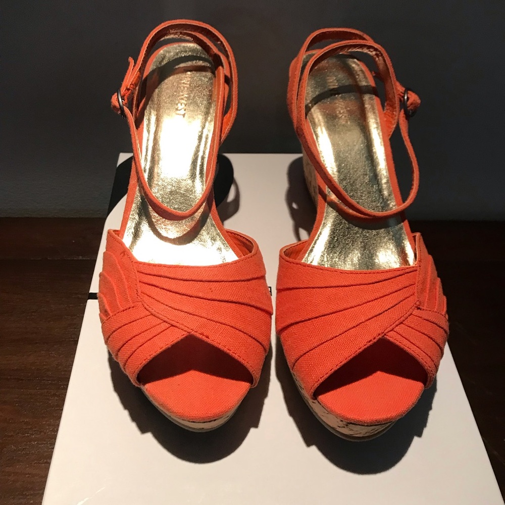 Nine West Orange Wedge. Only worn once